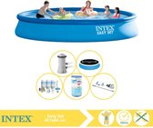 Intex Easy Set Zwembad - Opblaaszwembad - 457x84 cm - Inclusief Solarzeil Pro, Onderhoudspakket, Filter en Stofzuiger