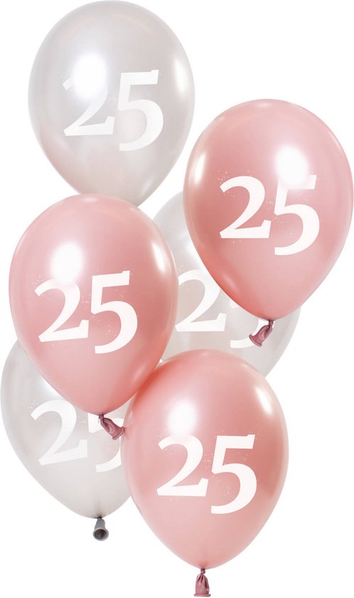 Folat - Ballonnen Glossy Pink 25 Jaar (6 stuks)