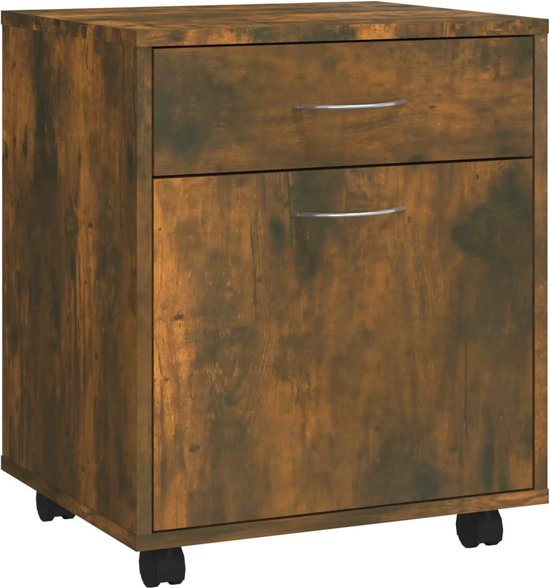 VidaXL Kast Verrijdbaar 45x38x54 Cm Bewerkt Hout Gerookt vidaxl-kast-verrijdbaar-45x38x54-cm-bewerkt-hout-gerookt