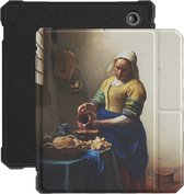 Lunso - Geschikt voor Kobo Libra 2 hoes (7 inch) - Vegan Saffiano Leren sleep cover - Vermeer Melkmeisje