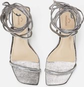 Mangará Aroeira Dames sandalen - 8cm Hak - met kristallen versierde bandjes - Onyx - Maat 39