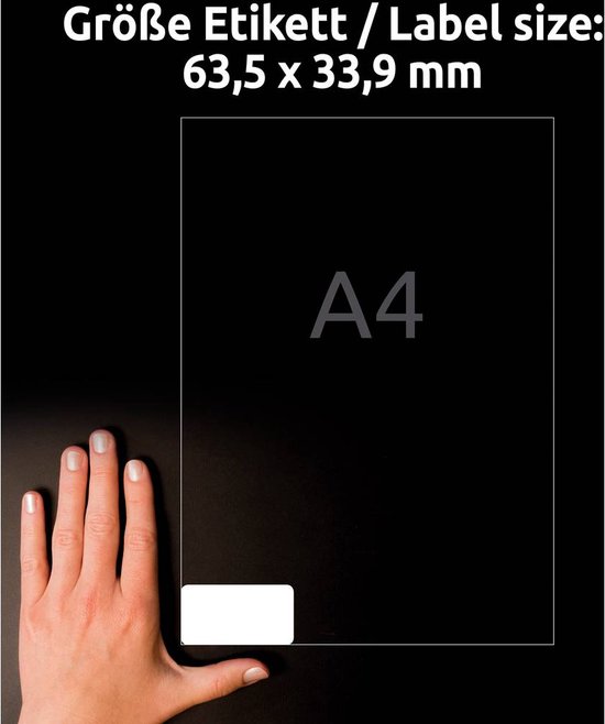 Avery-Zweckform L4773REV-8 Etiketten 63.5 x 33.9 mm Polyester folie Wit 192 stuk(s) Weer verwijderbaar Adresetiketten, - Avery-Zweckform