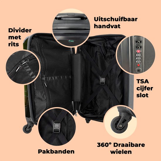 NoBoringSuitcases.com - Koffer - Konijn - Bloemen - Dons - Past binnen 55x40x20 cm en 55x35x25 cm - Trolley handbagage - Valiezen met wieltjes volwassenen - Reiskoffer op wielen - Rolkoffer lichtgewicht