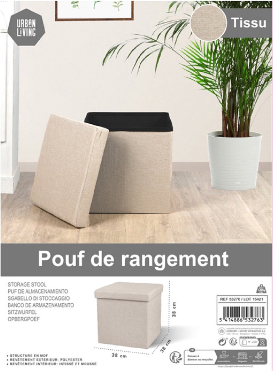 Pouf A Pera In Ecopelle Beige – 37x37 Cm, Con Imbottitura E Doppia Cerniera, Lavabile