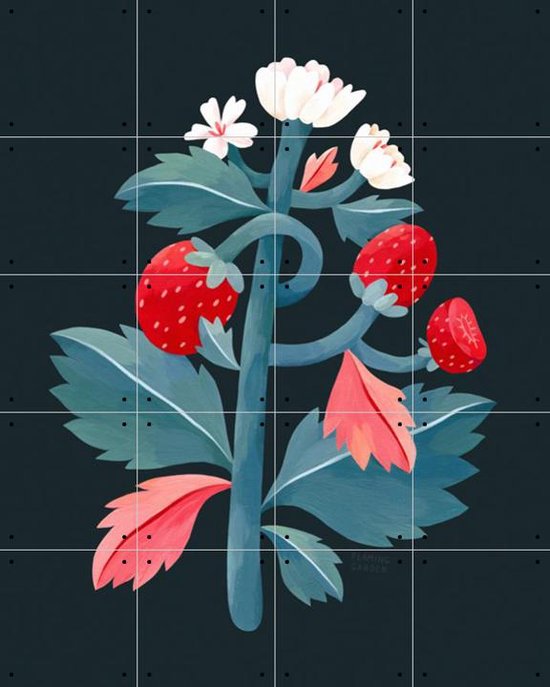 IXXI Strawberry - Wanddecoratie - Bloemen en Planten - 80 x 100 cm