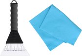 Vitres de voiture Grattoir à glace soft grip gris 26 cm avec chiffon anti-buée - Pour déglacer à l'extérieur et à l'intérieur