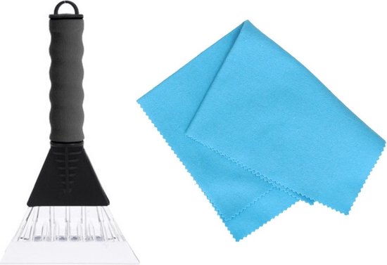Vitres de voiture Grattoir à glace soft grip gris 26 cm avec chiffon anti-buée - Pour déglacer à l'extérieur et à l'intérieur