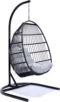 Ogarden Hangstoel Norway - Grijs kussen - Zwart Open Frame - Egg Chair - Vouwbare hangstoel