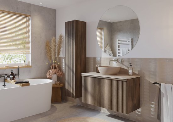 Meuble de salle de bain Ben Linea avec vasque en béton beige 100cm chêne  gris | bol