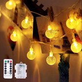 Lichtsnoer - Led-lichtsnoer met bollen, 10 m, met 80 leds, 8 modi, afstandsbediening, timer, waterdicht lichtsnoer voor kamer, buiten, binnen, Kerstmis, feest, bruiloft [Energieklasse A+++]