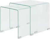 vidaXL - Bijzettafel - set - 2-dlg - transparant - gehard - glas