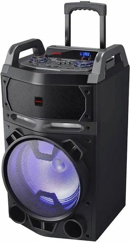 Bluetooth draagbare trolley speaker Aiwa KBTUS700 600W met 2 draadloze microfoons, accu, AUX, USB, FM, karaoke