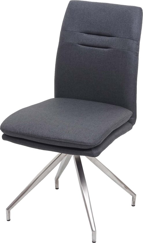 Mendler Zitbank HWC-H70, eetkamerbank bank gestoffeerde bank, rugleuning stof/textiel bouclé roestvrij staal geborsteld 180 cm - koffiebruin