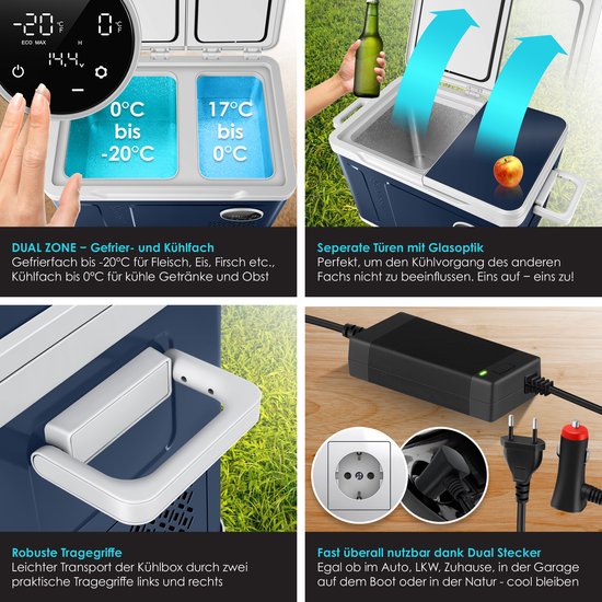 Arebos 25 liter koelbox | Voor koelen en warmhouden | Minikoelkast | Thermo-elektrische koelbox met ECO-modus | 12/230 V voor auto en stopcontact | Antraciet