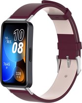 Leer Smartwatch bandje - Geschikt voor Huawei Band 8 / Huawei Band 9 leren bandje - wijnrood - Strap-it Horlogeband / Polsband / Armband