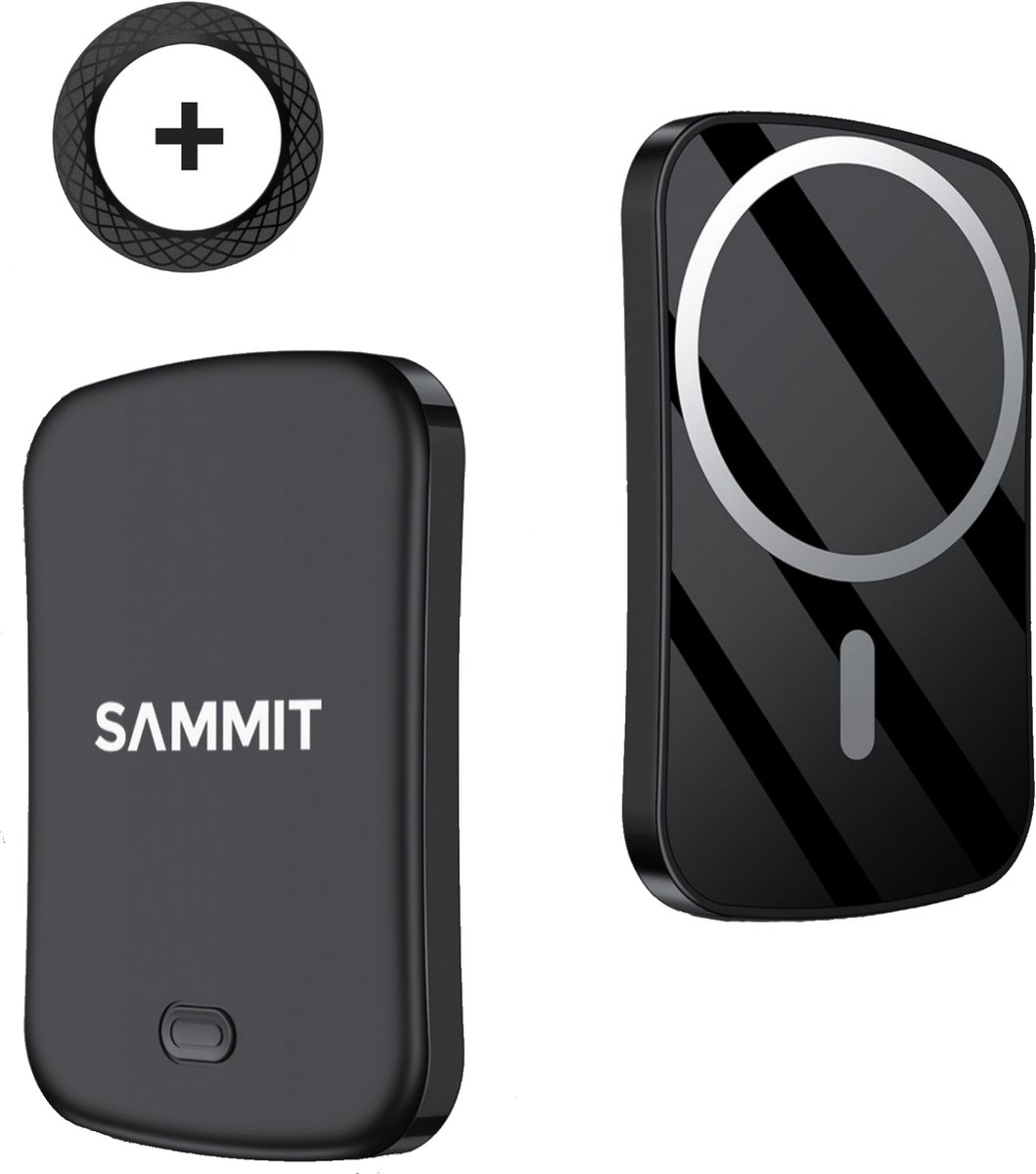 SAMMIT Powerbank 5000 mAh met Magsafe 15W - Klein Ontworpen - Met Magneet – Voor iPhone 12 / 13 / 14 / 15 - Draadloze Powerbank