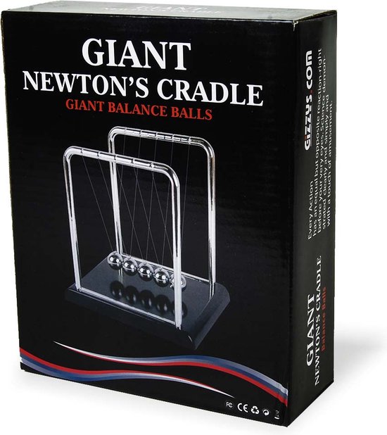 MikaMax Newton Cradle XL - Houten Voet - Metalen Frame - Newton Pendel - Newton Ballen - Ballanceerballen - MikaMax