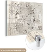 MuchoWow® Glasschilderij 40x30 cm - Schilderij acrylglas - Antieke illustratie van een plattegrond van Madrid - Foto op glas - Schilderijen - Stadskaart
