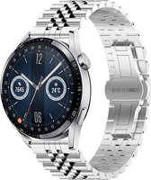 Stalen bandje - RVS - geschikt voor Huawei Watch GT / GT Runner / GT2 46 mm / GT 2E / GT 3 46 mm / GT 3 Pro 46 mm / GT 4 46 mm / Watch 3 / Watch 3 Pro / Watch 4 / Watch 4 Pro - zilver