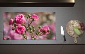 Inductieplaat Beschermer - Veld vol Roze Klaprozen Bloemen - 90x52 cm - 2 mm Dik - Inductie Beschermer van Vinyl