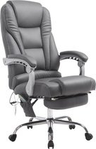 Chaise de Bureau Ergonomique avec Fonction de Massage - Dossier Long - Grijs - Hauteur d'Assise 47-56cm - Cuir Artificiel - Sur Roulettes - Pour Adultes