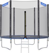 trampoline met veiligheidsnet - tuintrampoline - 244 cm - ronde trampoline - met veiligheidsnet - met ladder - Zwart Blauw