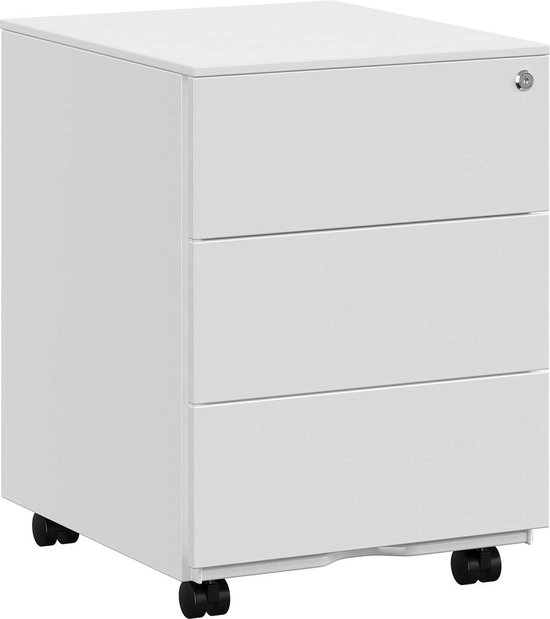 Archiefkast PRO met slot - Wit - Bureaukast - Archiefkast metaal - Ladeblok bureau - 39x45x55cm