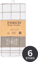Tiseco Home Studio - Keukenhanddoek PHARAO BML - SET/6 - 100% katoen - met ophanglus - ultra-absorberend - sneldrogend- duurzaam materiaal - 50x70 cm - Taupe