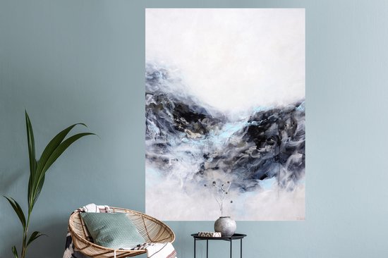 Stickers muraux - Film adhésif - Zwart - Wit - Peinture - Abstrait - 90 x 120 cm - Film adhésif - Stickers muraux chambre enfant - Papier peint autocollant - Film adhésif