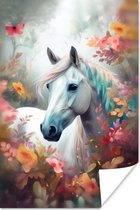 Poster Paard - Natuur - Bloemen - Dieren - Bos - 20x30 cm