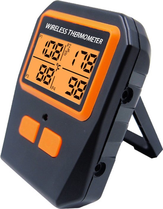 TKMARS - Vleesthermometer - BBQ thermometer – 4 Meetsondes - Bedienen via Terminal - Vleesthermometer draadloos – Keukenthermometer - Suikerthermometer – Barbecue accessoires - Kookwekker - TKMARS