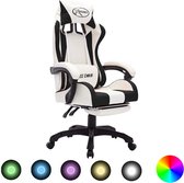vidaXL - Racestoel - met - RGB - LED-verlichting - kunstleer - zwart - en - wit