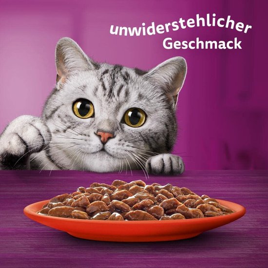 Whiskas Adult 1 Kattenvoer Klassieke selectie in saus, 12x85g Hoogwaardig nat voer vanaf de leeftijd van 1 jaar in 12 portiezakjes