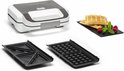 Tefal contactgrill met grillplaten voor wafels en tosti's, en wafels.