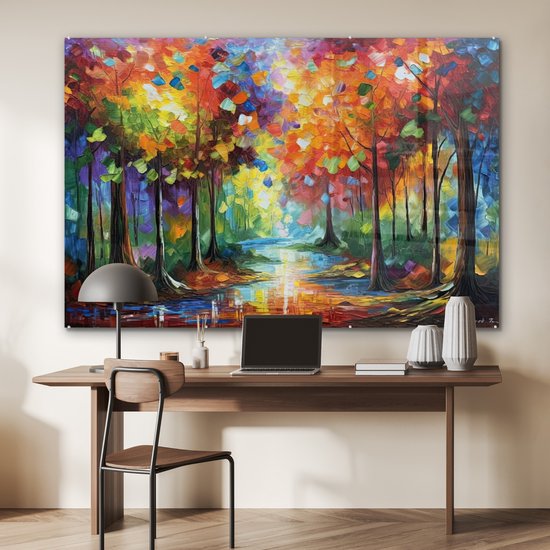 MuchoWow® Peinture sur Verre - Paysage - Forêt - Couleurs - Nature - 150x100 cm - Peintures sur Verre Acrylique - Photo sur Glas
