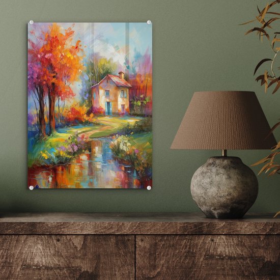 MuchoWow® Peinture sur verre 30x40 cm - Peinture sur verre acrylique - Paysage - Coloré - Peinture à l'huile - Art - Photo sur verre - Peintures