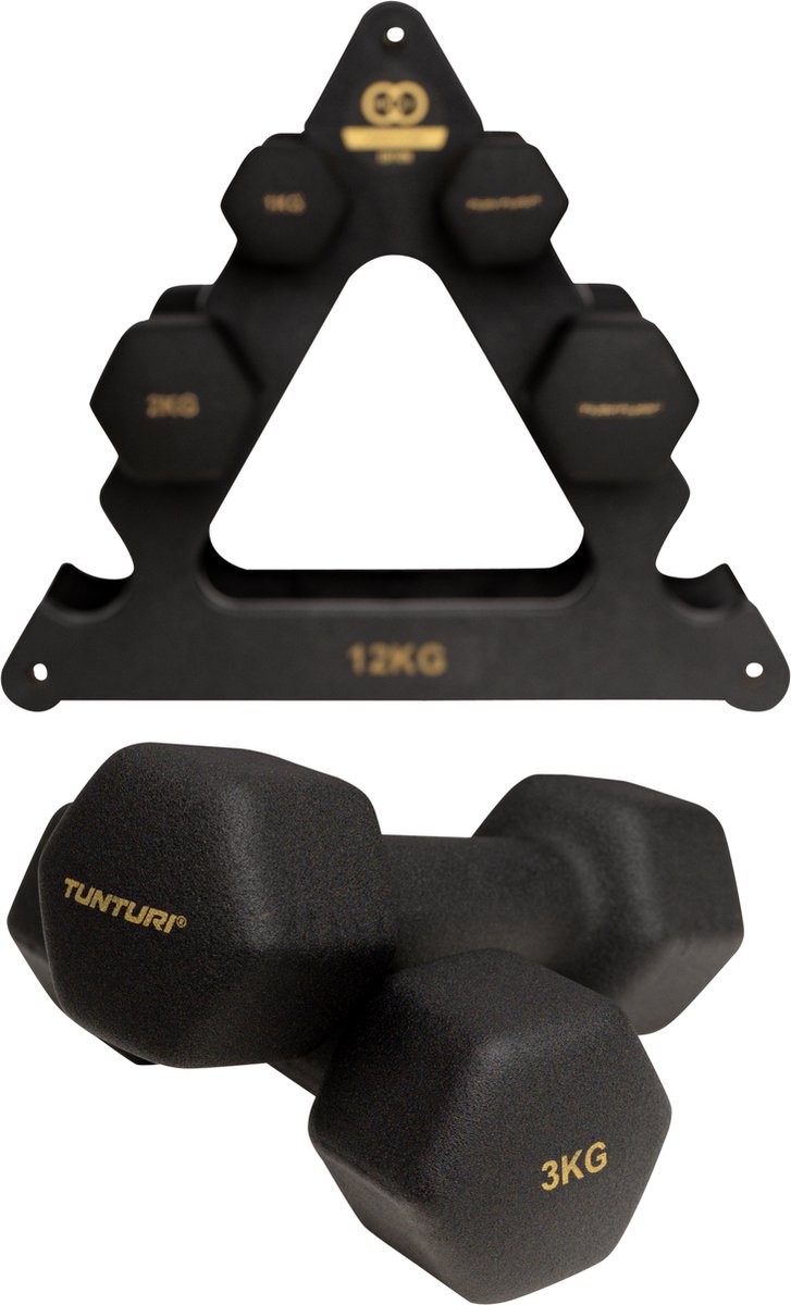 Tunturi Gewichten Centuri - Halterset - Dumbbell Set - Neopreen Dummbbells - 1 t/m 3kg - 3 Paar - Incl. gratis fitness app — afbeelding 9
