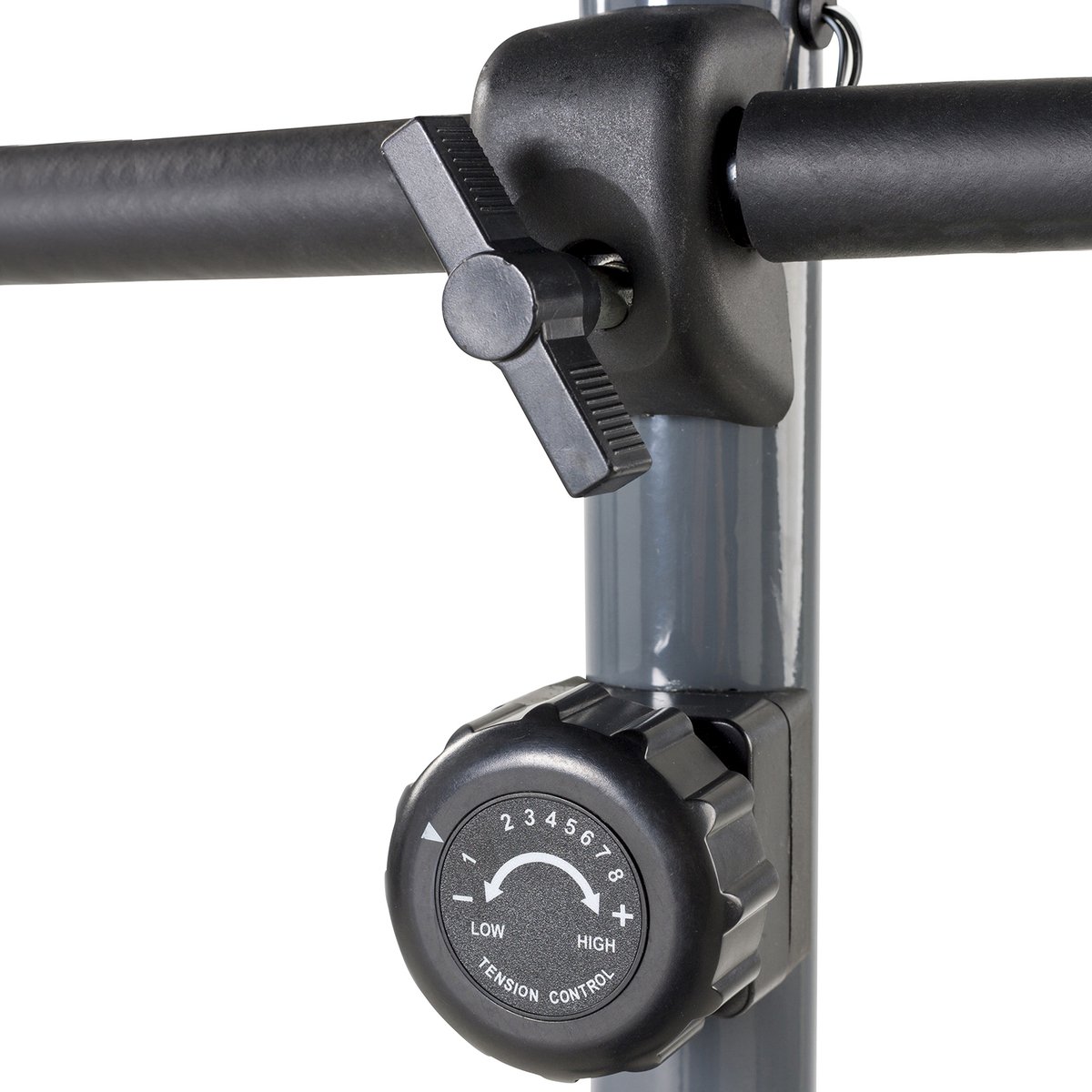 Afbeelding 3 van Tunturi Cardio Fit B40 Hometrainer - 8 weerstandsniveaus - Voorzien van tablethouder en transportwielen - Fitnessfiets met lage instap