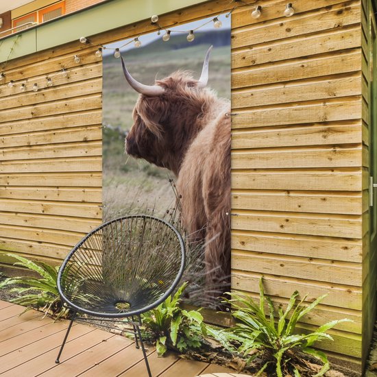 Affiche de clôture Scottish Highlander - Nature - Mer - 100x200 cm - Toile de jardin