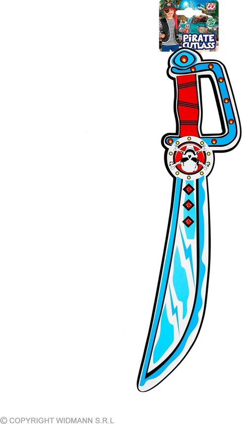 Widmann - Piraat & Viking Kostuum - Kleine Gevaarlijke Zee Piraat Zwaard - Blauw, Rood - Carnavalskleding - Verkleedkleding