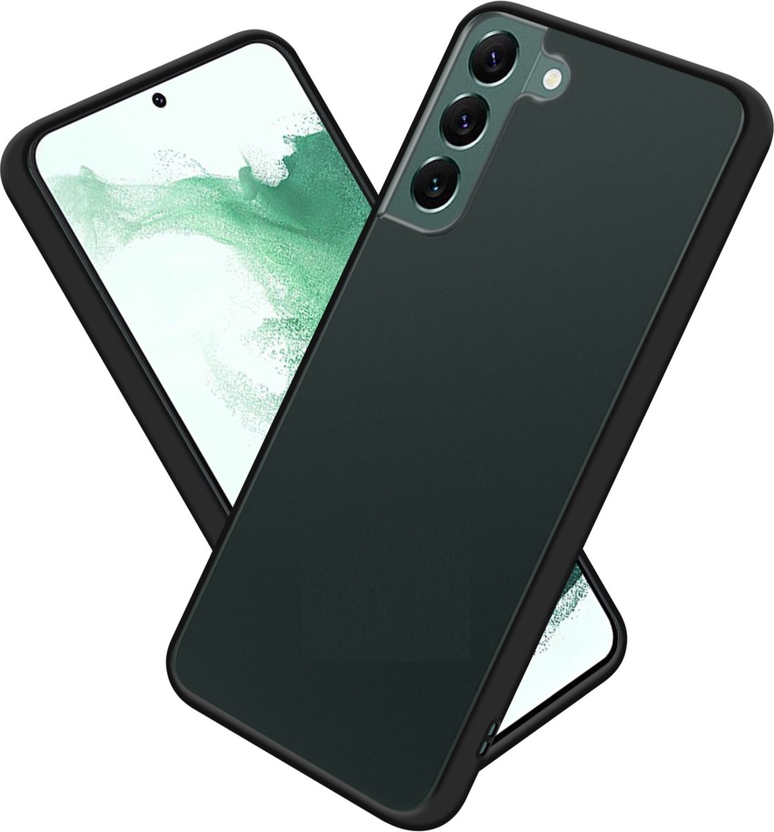 Cadorabo Hoesje geschikt voor Samsung Galaxy S22 PLUS in MATT ZWART - Hybride beschermhoes met TPU siliconen Case Cover binnenkant en matte plastic achterkant
