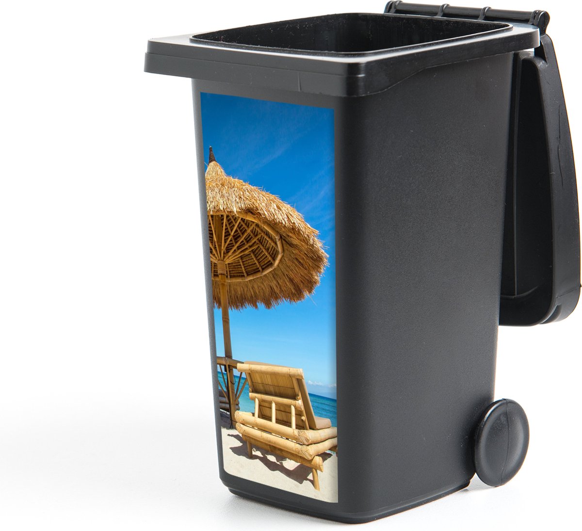 Container sticker Strandstoel - Strand - Parasol - Zee - Zomer - 38x80 cm - Kliko sticker