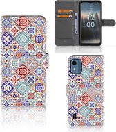 Book Case met foto Nokia C12 GSM Hoesje Tiles Color