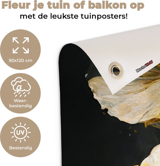 Affiche de jardin - Toile de jardin - Posters de jardin extérieur - Fleurs - Plantes - Zwart - Wit - 90x120 cm - Jardin