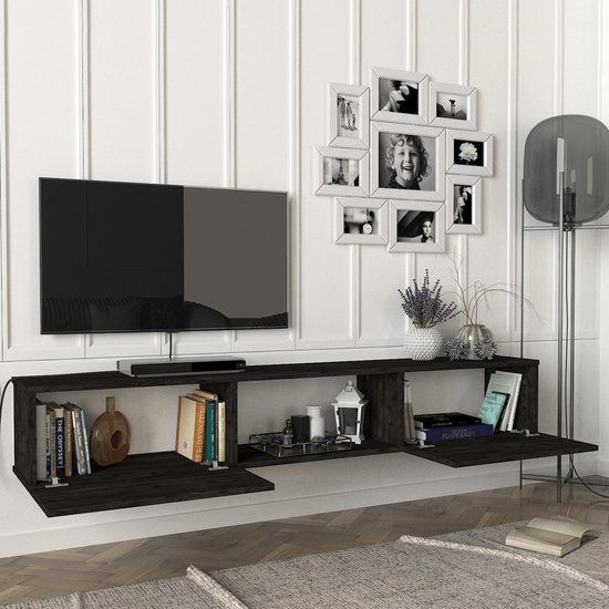 Tv-meubel Paltamo zwevend 180x31x29,5 cm eiken zwart