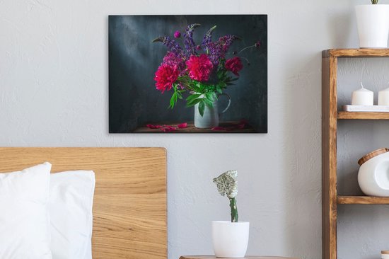 Peinture sur Toile Couleurs - Pivoine - Nature Morte - 40x30 cm - Déco Décoration murale