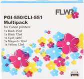FLWR - Cartouche d'encre / CLI-551 / pack de 5 - Convient pour Canon