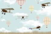 Fotobehang Vliegtuigen En Ballonnen In De Lucht - Vliesbehang - 254 x 184 cm