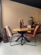 Sfeerwonen Enzo Table ronde avec pied araignée - 120 cm - bois de manguier + planche à goûter cadeau