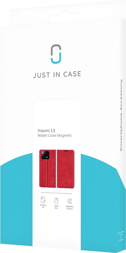 Xiaomi 13 Bookcase hoesje - Just in Case - Solid Red - Similicuir